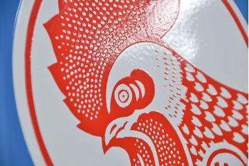 アンティーク雑貨　古い金鳥バスカビサンポール ホーロー看板
