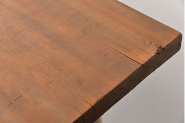 アンティーク家具　アンティーク 天板一枚板 使い込まれた古材天板の鉄脚テーブル(デスク/作業台/机)