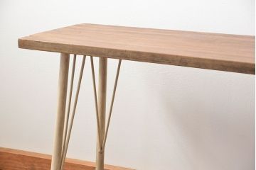 アンティーク家具　アンティーク 天板一枚板 使い込まれた古材天板の鉄脚テーブル(デスク/作業台/机)