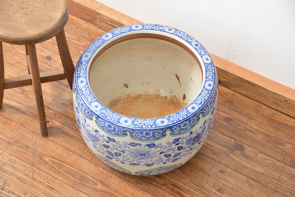 アンティーク雑貨　古民具・骨董　図柄の可愛い瀬戸火鉢