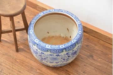 アンティーク雑貨　古民具・骨董　図柄の可愛い瀬戸火鉢