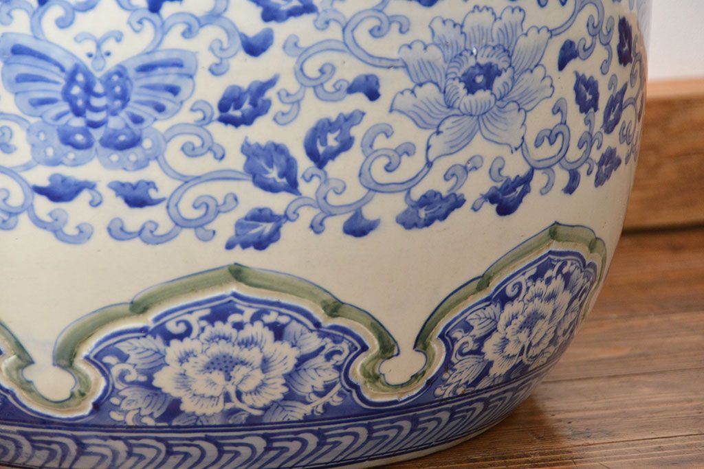 アンティーク雑貨　古民具・骨董　図柄の可愛い瀬戸火鉢