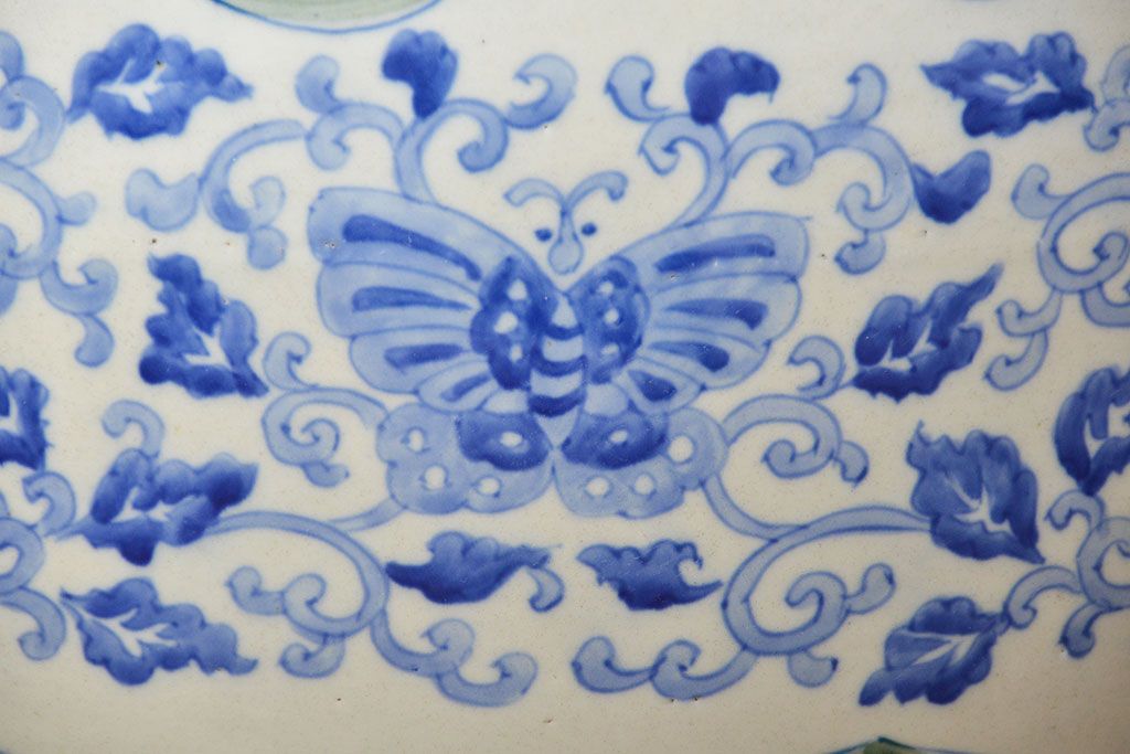 アンティーク雑貨　古民具・骨董　図柄の可愛い瀬戸火鉢