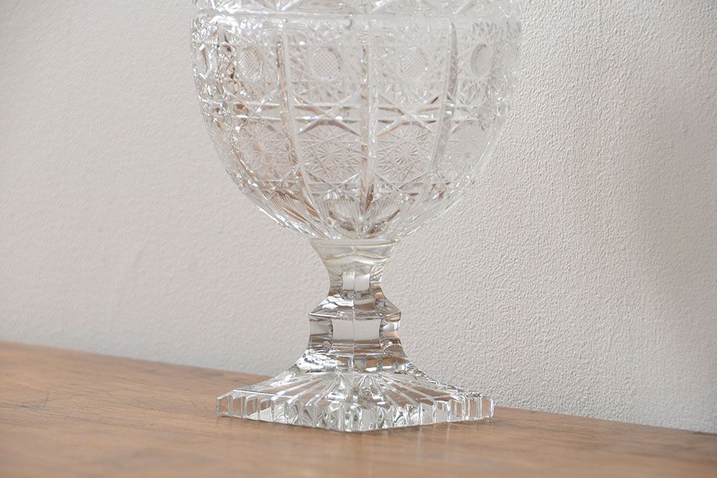 アンティーク雑貨　中古品 ボヘミアクリスタル キャンディーポット(500PK)(小物入れ)