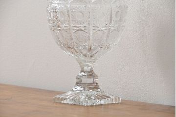 アンティーク雑貨　中古品 ボヘミアクリスタル キャンディーポット(500PK)(小物入れ)