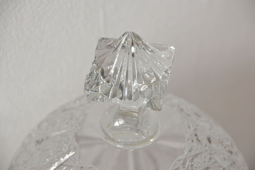 アンティーク雑貨　中古品 ボヘミアクリスタル キャンディーポット(500PK)(小物入れ)