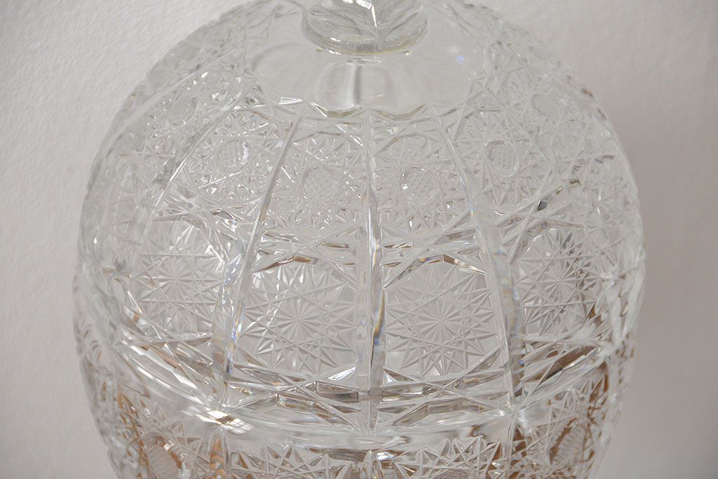 アンティーク雑貨　中古品 ボヘミアクリスタル キャンディーポット(500PK)(小物入れ)