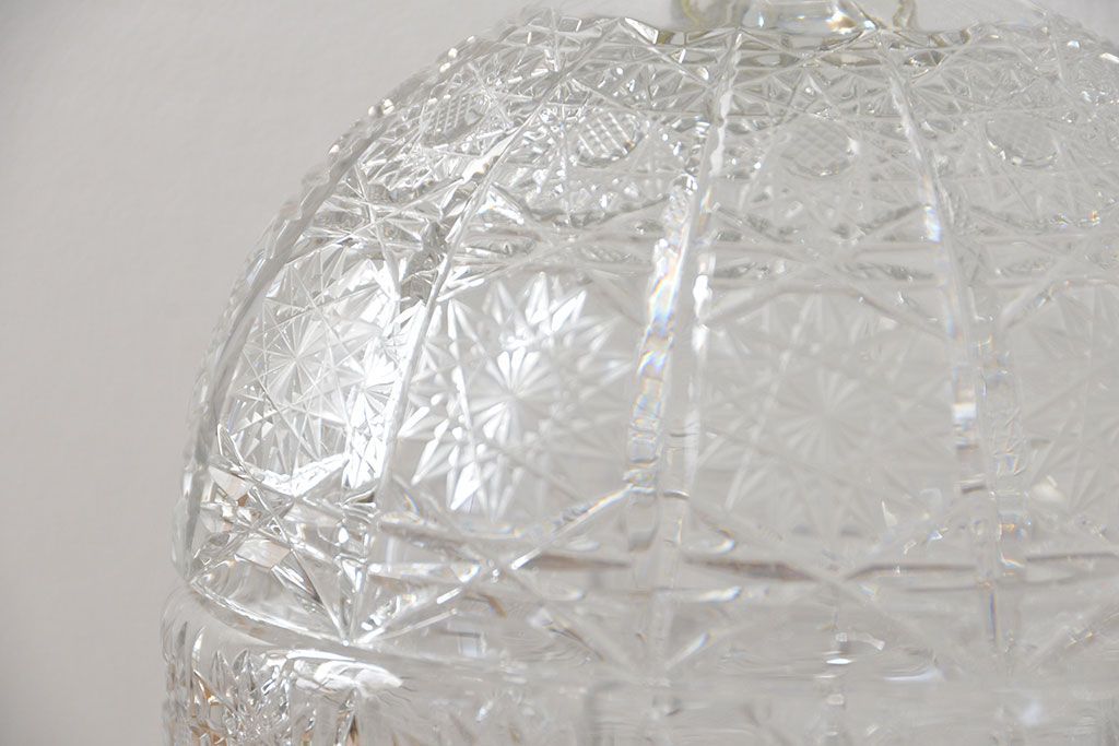 アンティーク雑貨　中古品 ボヘミアクリスタル キャンディーポット(500PK)(小物入れ)