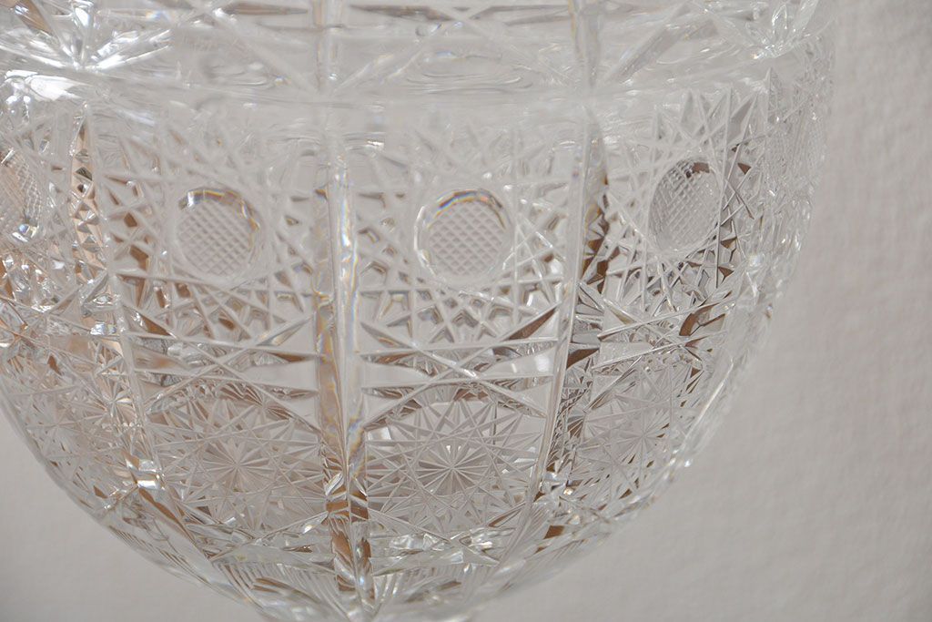 アンティーク雑貨　中古品 ボヘミアクリスタル キャンディーポット(500PK)(小物入れ)