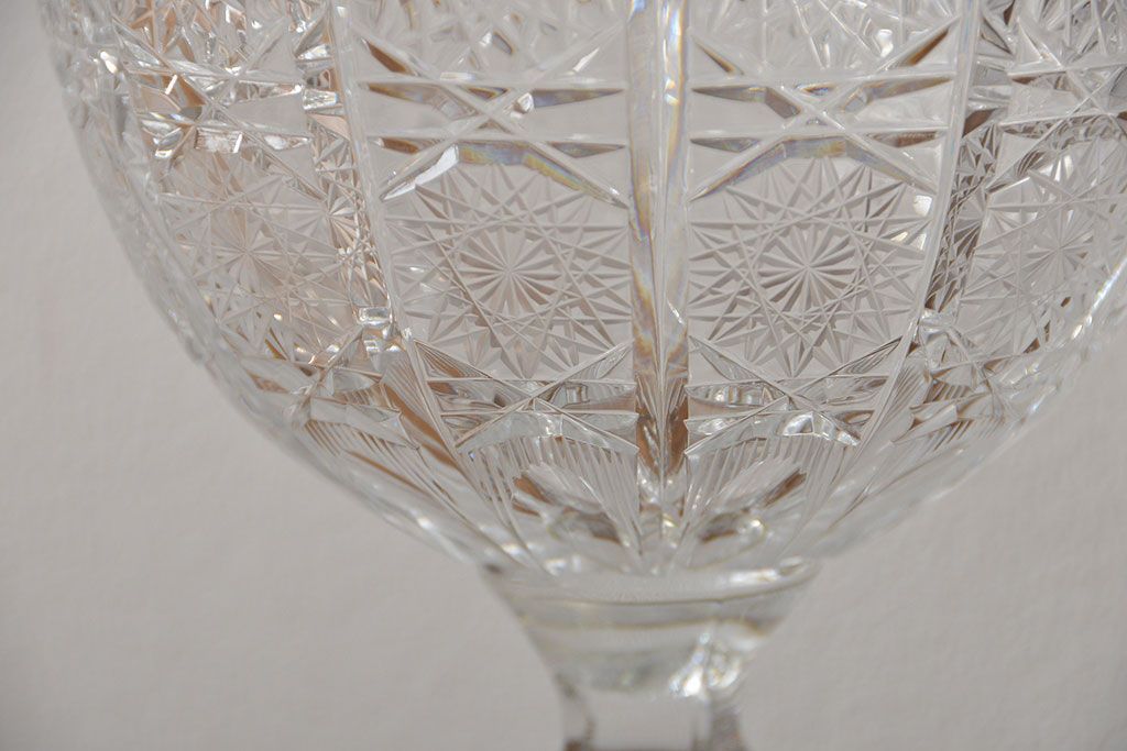 アンティーク雑貨　中古品 ボヘミアクリスタル キャンディーポット(500PK)(小物入れ)