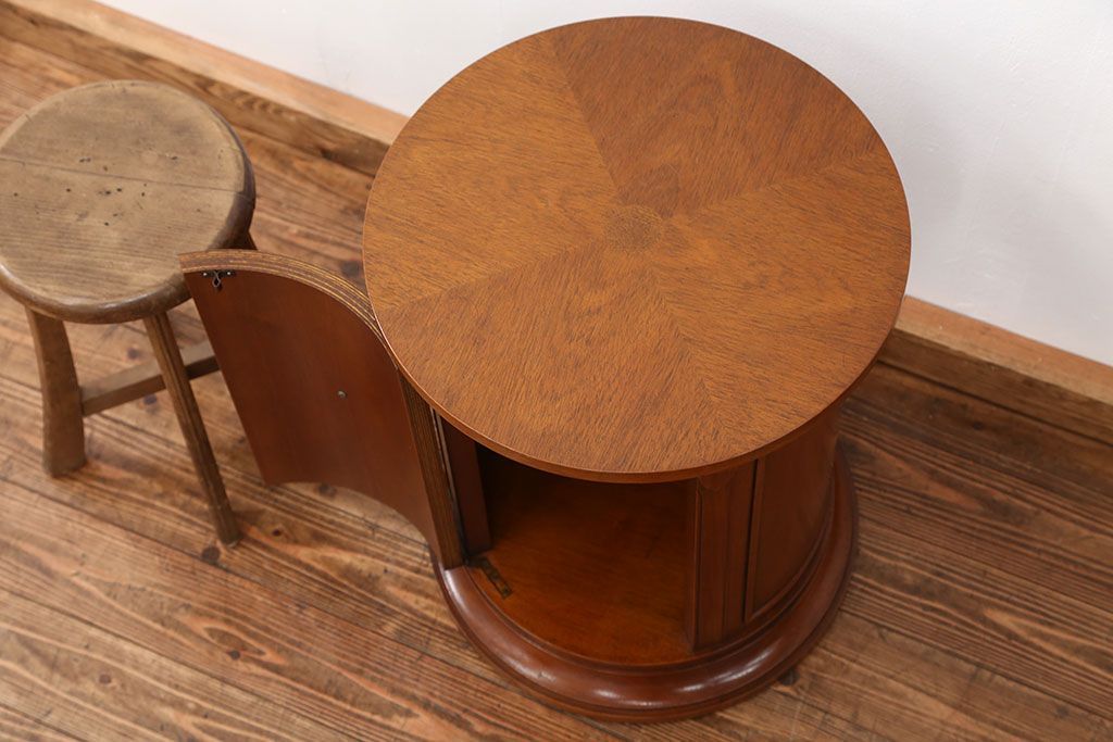 中古美品　DREXEL(ドレクセル)  Triune(トライユン)　 ドラムテーブル定価約23万円(サイドテーブル、センターテーブル、ラウンドテーブル、コーヒーテーブル、机)