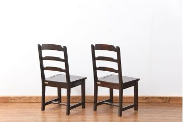 中古美品　北海道民芸家具 ダイニングチェア2脚セット(イス、椅子、いす)