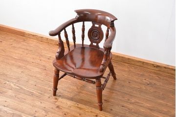 中古美品　松本民芸家具ミズメ桜 大キャプテンチェア(1)定価約25万円(椅子、イス、いす)