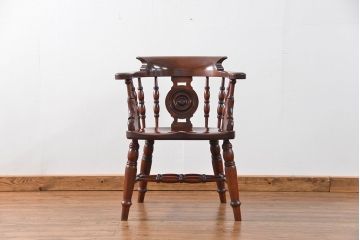 中古美品　松本民芸家具ミズメ桜 大キャプテンチェア(2)定価約25万円(椅子、イス、いす)