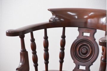 中古美品　松本民芸家具ミズメ桜 大キャプテンチェア(2)定価約25万円(椅子、イス、いす)