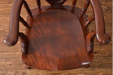中古美品　松本民芸家具ミズメ桜 大キャプテンチェア(2)定価約25万円(椅子、イス、いす)