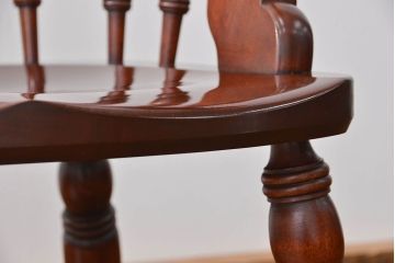 中古美品　松本民芸家具ミズメ桜 大キャプテンチェア(2)定価約25万円(椅子、イス、いす)