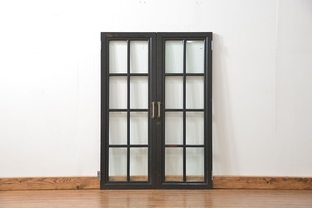 アンティーク 古い洋館の上質な面取りガラス 観音扉1対(7)(窓、両開き戸、両開き窓)