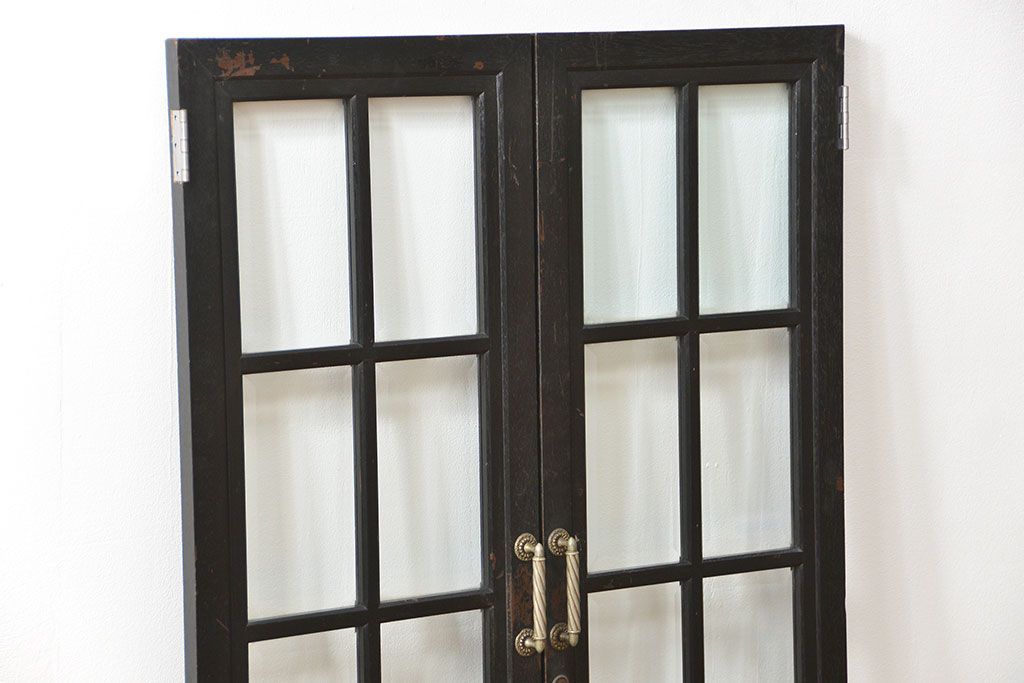 アンティーク 古い洋館の上質な面取りガラス 観音扉1対(7)(窓、両開き戸、両開き窓)