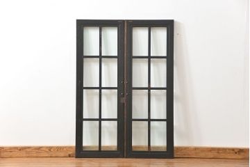 アンティーク 古い洋館の上質な面取りガラス 観音扉1対(7)(窓、両開き戸、両開き窓)