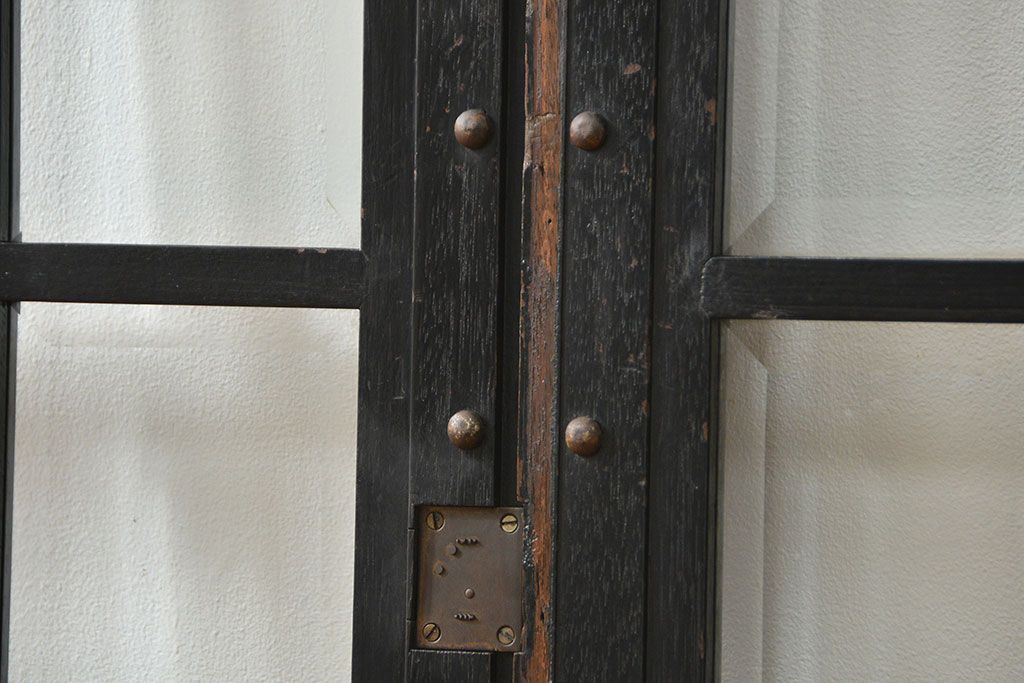 アンティーク 古い洋館の上質な面取りガラス 観音扉1対(7)(窓、両開き戸、両開き窓)