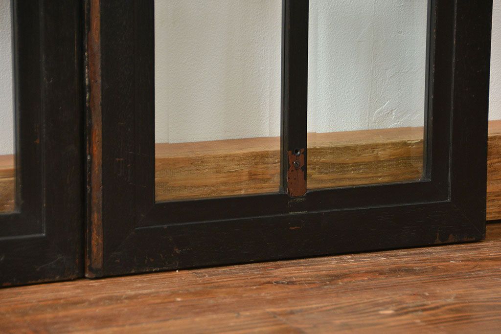 アンティーク 古い洋館の上質な面取りガラス 観音扉1対(7)(窓、両開き戸、両開き窓)