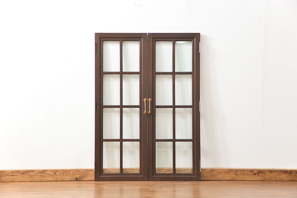 アンティーク 古い洋館の上質な面取りガラス 観音扉1対(8)(窓、両開き戸、両開き窓)