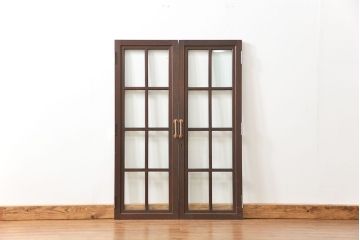 アンティーク 古い洋館の上質な面取りガラス 観音扉1対(8)(窓、両開き戸、両開き窓)