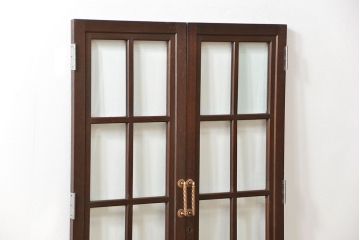 アンティーク 古い洋館の上質な面取りガラス 観音扉1対(8)(窓、両開き戸、両開き窓)