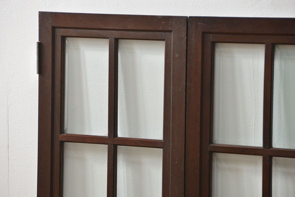 アンティーク 古い洋館の上質な面取りガラス 観音扉1対(8)(窓、両開き戸、両開き窓)