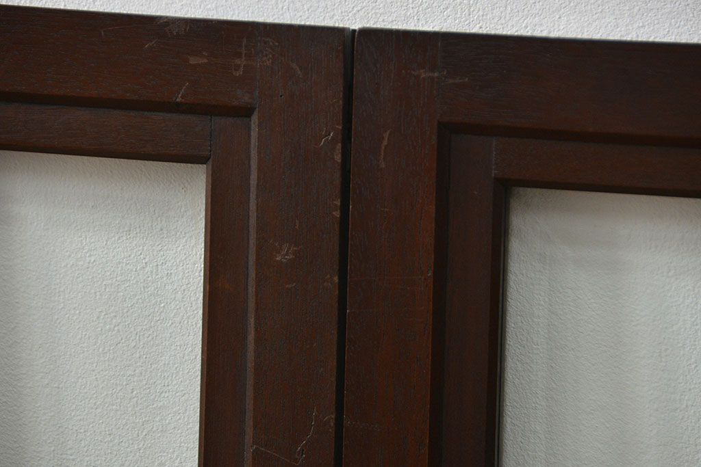 アンティーク 古い洋館の上質な面取りガラス 観音扉1対(8)(窓、両開き戸、両開き窓)