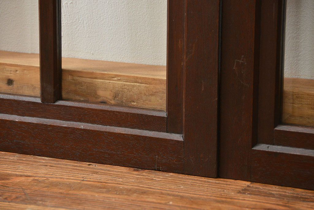 アンティーク 古い洋館の上質な面取りガラス 観音扉1対(8)(窓、両開き戸、両開き窓)