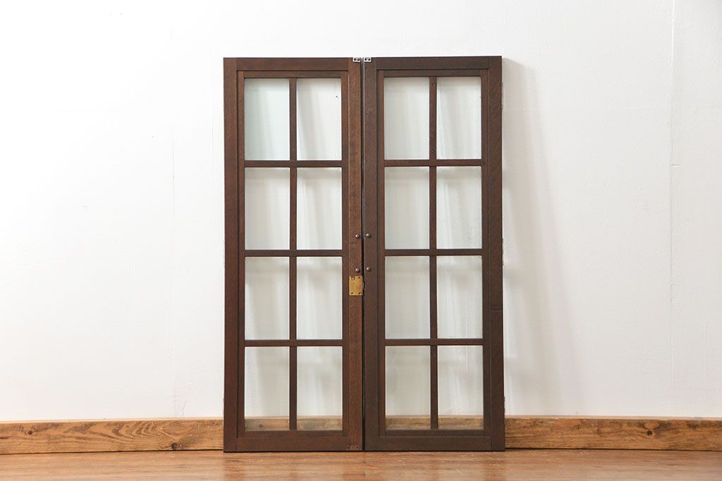 アンティーク 古い洋館の上質な面取りガラス 観音扉1対(8)(窓、両開き戸、両開き窓)
