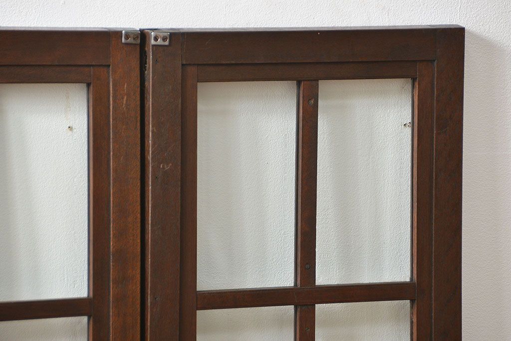 アンティーク 古い洋館の上質な面取りガラス 観音扉1対(8)(窓、両開き戸、両開き窓)