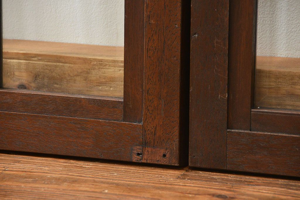 アンティーク 古い洋館の上質な面取りガラス 観音扉1対(8)(窓、両開き戸、両開き窓)