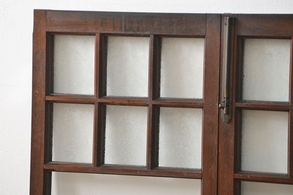 アンティーク  喫茶店のモダンデザイン両開き窓1対(3)(観音開き窓、ガラス戸、建具)