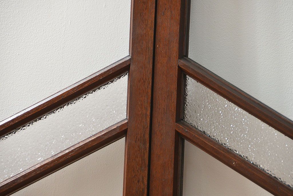 アンティーク  喫茶店のモダンデザイン両開き窓1対(3)(観音開き窓、ガラス戸、建具)