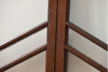 アンティーク  喫茶店のモダンデザイン両開き窓1対(3)(観音開き窓、ガラス戸、建具)