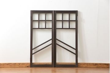 アンティーク  喫茶店のモダンデザイン両開き窓1対(3)(観音開き窓、ガラス戸、建具)