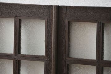 アンティーク  喫茶店のモダンデザイン両開き窓1対(3)(観音開き窓、ガラス戸、建具)