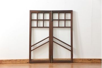 アンティーク 喫茶店のモダンデザイン両開き窓1対(4)(観音開き窓、ガラス戸、建具)