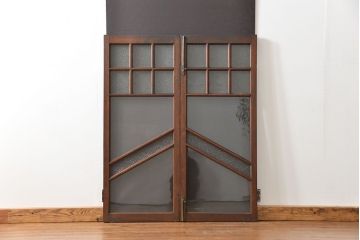 アンティーク 喫茶店のモダンデザイン両開き窓1対(4)(観音開き窓、ガラス戸、建具)