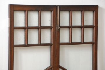アンティーク 喫茶店のモダンデザイン両開き窓1対(4)(観音開き窓、ガラス戸、建具)