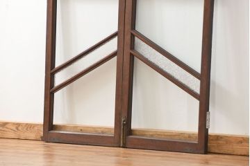 アンティーク 喫茶店のモダンデザイン両開き窓1対(4)(観音開き窓、ガラス戸、建具)