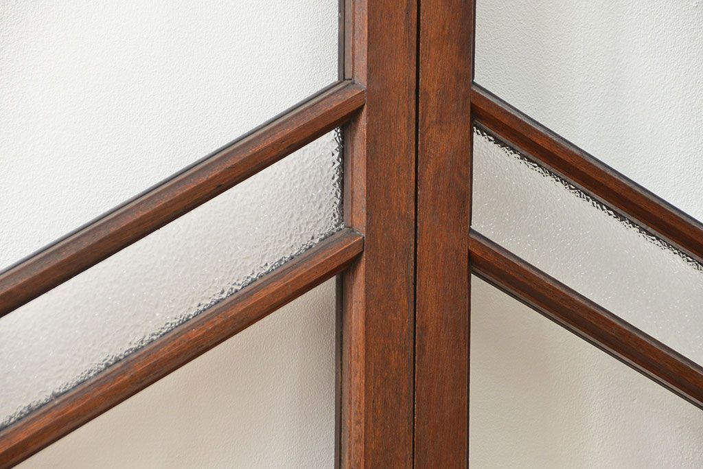 アンティーク 喫茶店のモダンデザイン両開き窓1対(4)(観音開き窓、ガラス戸、建具)