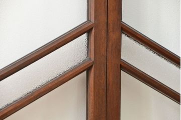 アンティーク 喫茶店のモダンデザイン両開き窓1対(4)(観音開き窓、ガラス戸、建具)