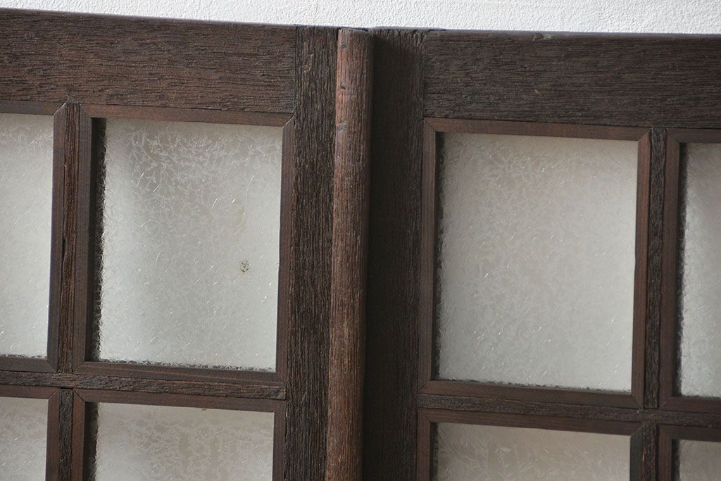 アンティーク 喫茶店のモダンデザイン両開き窓1対(4)(観音開き窓、ガラス戸、建具)