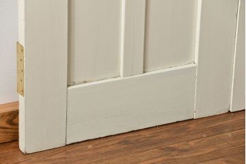 アンティーク　両開き　白いペイントの特大モールガラス扉一対(ドア、建具)