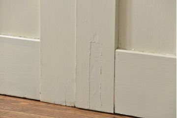 アンティーク　両開き　白いペイントの特大モールガラス扉一対(ドア、建具)