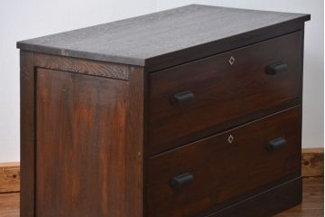 アンティーク家具　アンティーク 古い木の前面欅材ローチェスト(ローボード、箪笥、タンス、たんす)